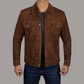 BROWN SUEDE LEATHER TRUCKER JACKET