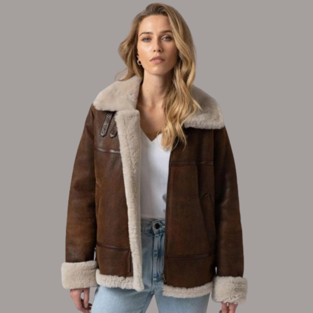 BROWN DISTRESSED BOMBER JACKET