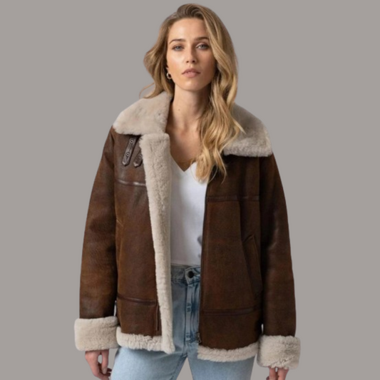 BROWN DISTRESSED BOMBER JACKET