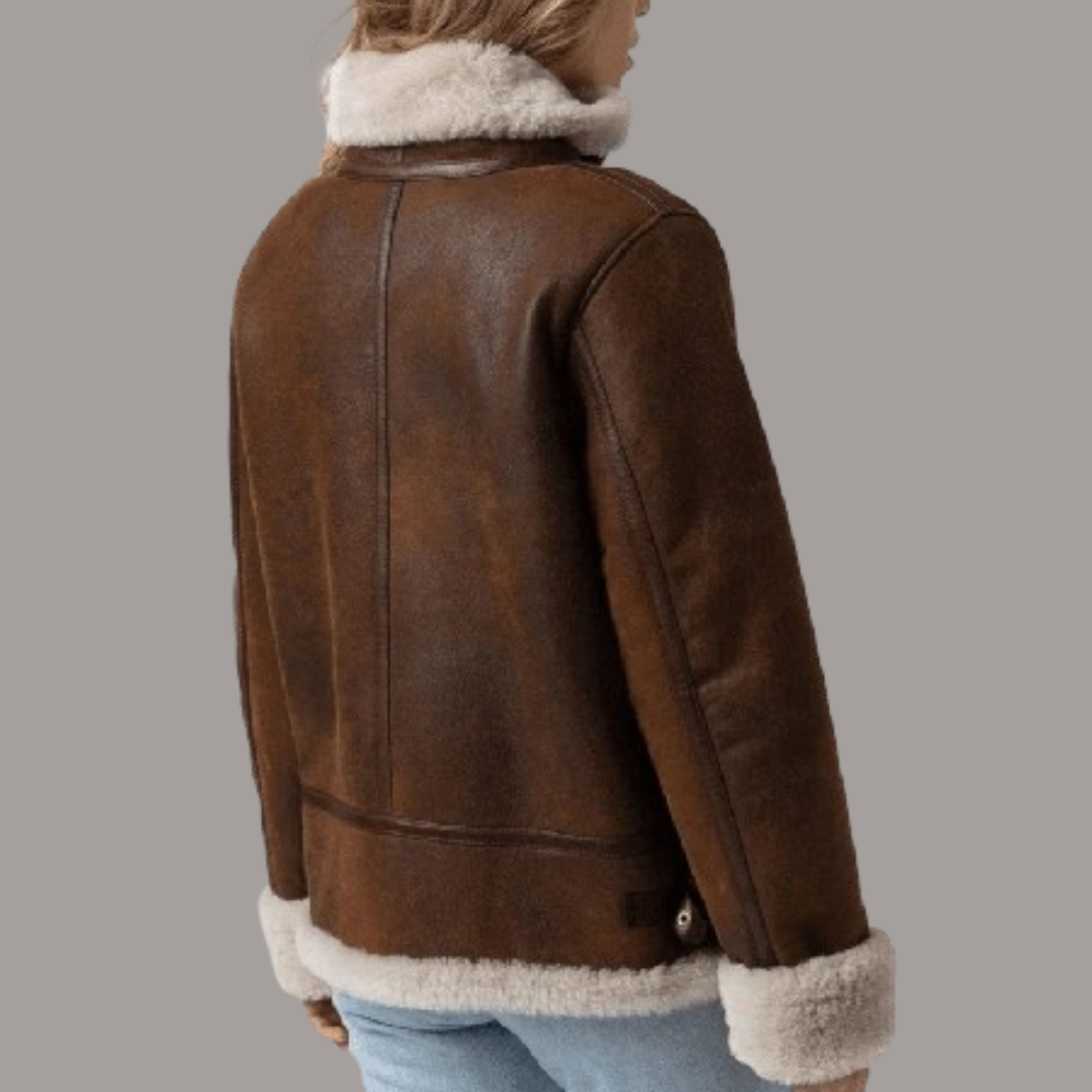 BROWN DISTRESSED BOMBER JACKET