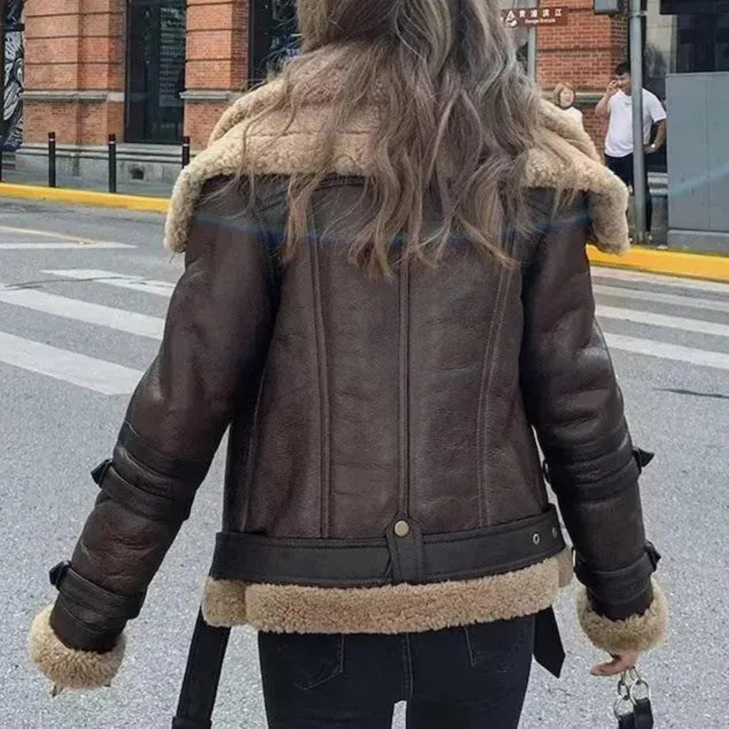 HEARLING LEATHER JACKET WITH DETACHABLE COLLAR