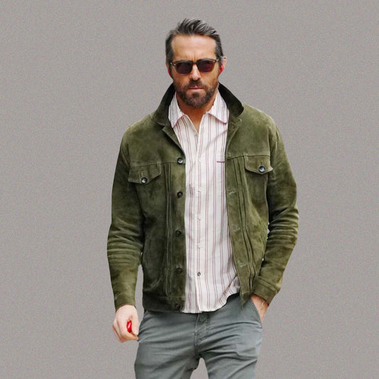RYAN REYNOLDS GREEN SUEDE LEATHER JACKET